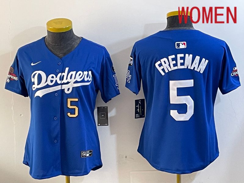 Women Los Angeles Dodgers #5 Freeman Blue Game 2024 Nike MLB Jersey style 12051